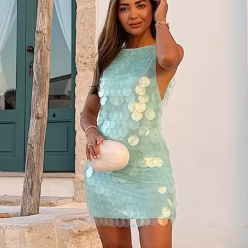 Nerina Sequin Halter Mini Dress