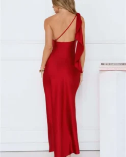 Paulina Satin One-Shoulder Long Dress