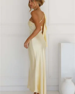 Paulina Satin One-Shoulder Long Dress