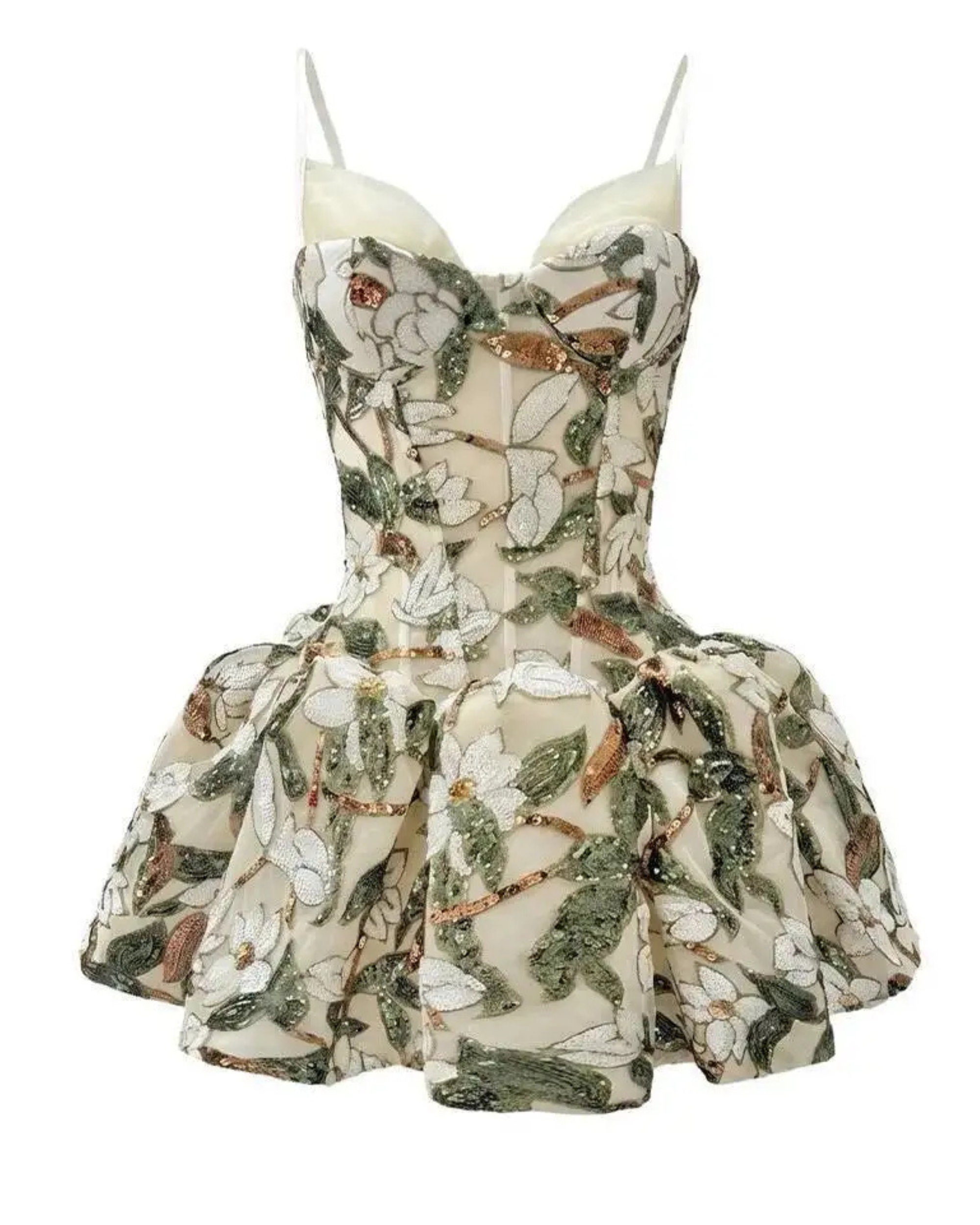 Isolde Floral Embroidered Corset Mini Dress