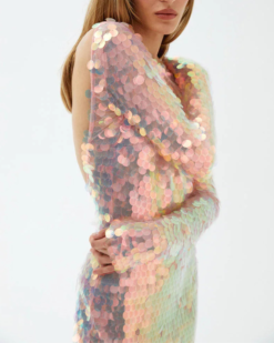 Ophelia Iridescent Sequin Open-Back Maxi Dress