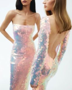 Ophelia Iridescent Sequin Open-Back Maxi Dress