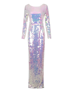 Ophelia Iridescent Sequin Open-Back Maxi Dress