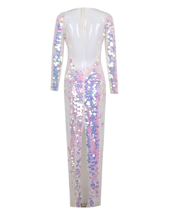 Ophelia Iridescent Sequin Open-Back Maxi Dress