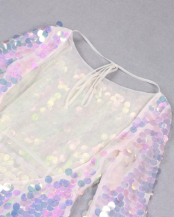 Ophelia Iridescent Sequin Open-Back Maxi Dress