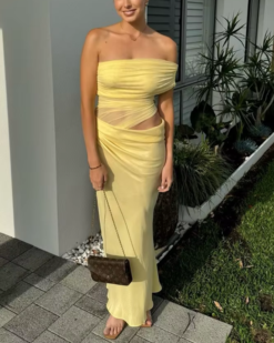 Estelle Ruched Off-Shoulder Maxi Dress