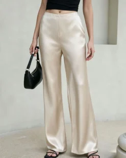 Camillia Satin Wide-Leg Trousers