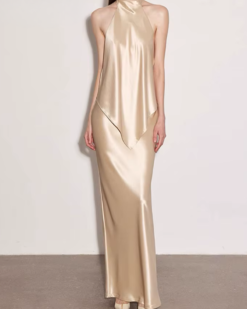 Eliska Draped Halter Maxi Dress