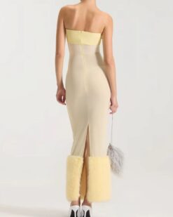 Colette Fur-Trim Maxi Dress Set