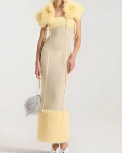 Colette Fur-Trim Maxi Dress Set