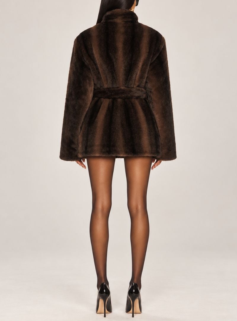 Leonora Belted Faux Fur Coat