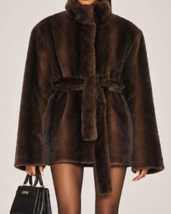 Leonora Belted Faux Fur Coat