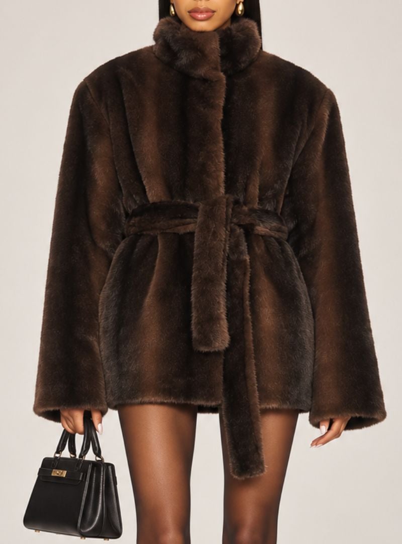 Leonora Belted Faux Fur Coat
