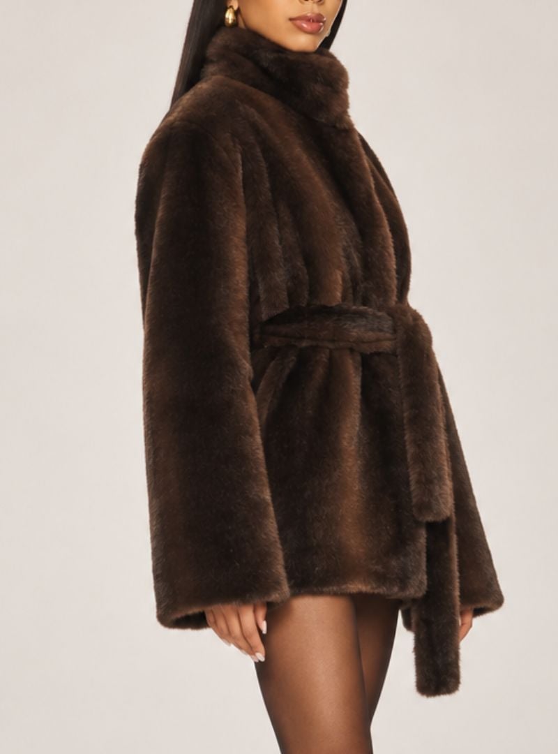 Leonora Belted Faux Fur Coat