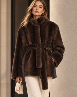 Leonora Belted Faux Fur Coat