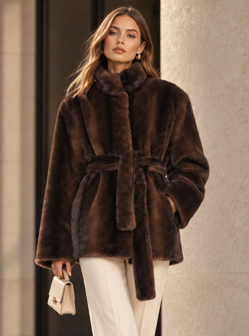 Leonora Belted Faux Fur Coat