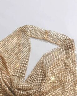 Ksenia Crystal-Draped Halter Mini Dress