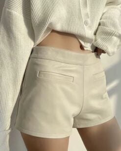 Alix Metallic Sheepskin Leather Shorts