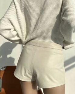 Alix Metallic Sheepskin Leather Shorts