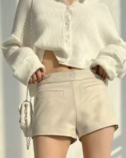 Alix Metallic Sheepskin Leather Shorts