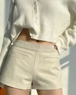 Alix Metallic Sheepskin Leather Shorts